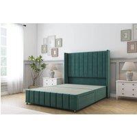 Sloomy Melbourne Plush Divan Base 2 Drawers -54 Wingback 12 Footboard in Emerald | Size: Small Double