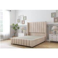 Sloomy Melbourne Naples Divan Base 2 Drawers -54 Wingback 12 Footboard in Light Sand | Size: Super King