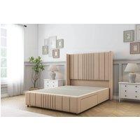 Sloomy Hargrave Plush Divan Base 2 Drawers -54 Wingback & 12 Footboard in Stone | Size: Small Double