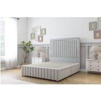 Sloomy Boston Chrome Plush Divan Base 2 Drawers-54 Headboard- Footboard in Silver | Size: Small Double