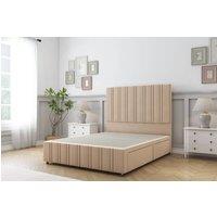 Sloomy Langston Plush Divan Base No Drawers-54 Headboard & 12 Footboard in Stone | Size: Double
