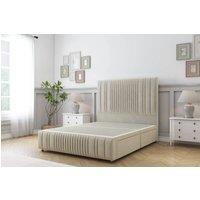 Sloomy Kingsley Plush Divan Base No Drawers-26 Headboard & 12 Footboard in Cream | Size: Small Double
