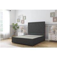 Sloomy Somerset Tweed Divan Bed Base 2 Drawers Same Side With 26 Strutted Headboard in Dark Grey | Size: Super King