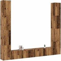 Berkfield Home Wall Mounted TV cabinets 6 pcs Old Wood Engineered Wood in Brown