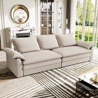 Dprodo 265CM Chenille Sofa Sleeper Deep Seat Couch in Beige
