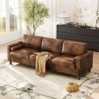 Dprodo 234CM Faux Leather Couch, Pet Friendly Couch in Brown