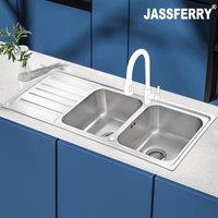 JASSFERRY Large Kitchen Sink Double Bowl Reversible in Silver