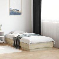 Berkfield Home Bed Frame without Mattress Sonoma Oak 90x190 cm Single Engineered Wood in Brown