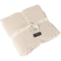 Yard Lark 100% Cotton Muslin Frayed Edge Throw in Natural | Size: 130 cm x 180 cm