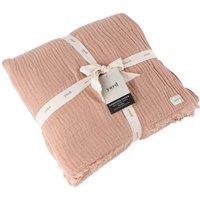 Yard Lark 100% Cotton Muslin Frayed Edge Throw in Light Pink | Size: 130 cm x 180 cm