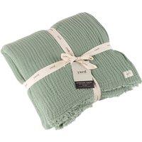 Yard Lark 100% Cotton Muslin Frayed Edge Throw in Green | Size: 130 cm x 180 cm