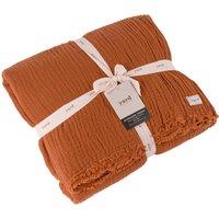 Yard Lark 100% Cotton Muslin Frayed Edge Throw in Burnt Orange | Size: 130 cm x 180 cm
