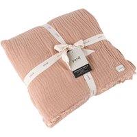 Yard Lark 100% Cotton Muslin Frayed Edge Throw in Light Pink | Size: 240 cm x 260 cm