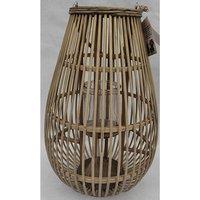 Lemon Pavilion Furniture and Decor Large Ellipse Lantern with Glass Holder - Wicker - L33 x W33 x H52 cm in Brown
