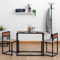 Harbour Housewares 2-Seater Compact Dining Set - Metal & MDF Space Saving Dinner Set in Brown
