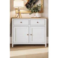FWStyle 2 Door 2 Drawer Oak Sideboard Ready Assembled Cream Linen