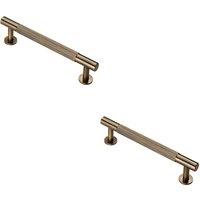 Loops 2x Knurled Bar Door Pull Handle 158 x 13mm 128mm Fixing Centres Antique Brass in Metallics