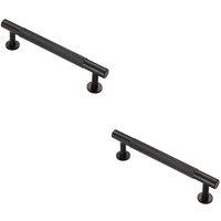 Loops 2x Knurled Bar Door Pull Handle 158 x 13mm 128mm Fixing Centres Matt Black