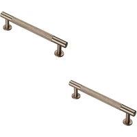 Loops 2x Knurled Bar Door Pull Handle 158 x 13mm 128mm Fixing Centres Satin Nickel in Metallics