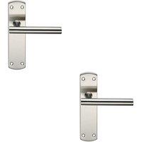 Loops 2x Mitred T Bar Lever Door Handle on Latch Backplate 172 x 44mm Satin Steel in Metallics