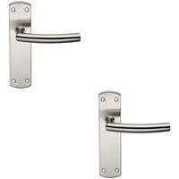 Loops 2x Curved Bar Lever Door Handle on Latch Backplate 172 x 44mm Satin Steel in Metallics