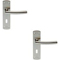 Loops 2x Curved Bar Lever Door Handle on Lock Backplate 172 x 44mm Satin Steel in Metallics