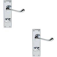Loops 2x PAIR Victorian Scroll Lever on Bathroom Backplate 155 x 41mm Polished Chrome