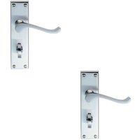 Loops 2x PAIR Victorian Scroll Handle on Bathroom Backplate 155 x 41mm Satin Chrome