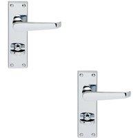 Loops 2x Victorian Flat Lever on Bathroom Backplate Handle 150 x 42mm Polished Chrome