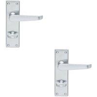 Loops 2x Victorian Flat Lever on Bathroom Backplate Handle 150 x 42mm Satin Chrome