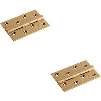 Loops 2x PAIR 102 x 67 x 4mm Brass Washered Butt Hinge Satin Brass Internal Door in Metallics