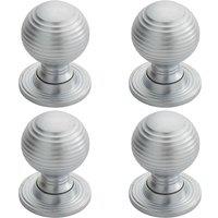 Loops 4x Textured Reeded Ball Cupboard Door Knob 28mm Dia Satin Chrome Handle