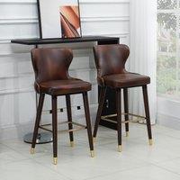 HOMCOM Bar Stools Set of 2, Dining Stools with Backrest, Footrest in Brown