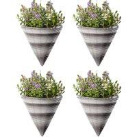 Marco Paul Garden Hanging Flower Basket 14" Rattan Effect Cone in Grey