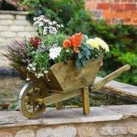 Marco Paul 39cm Tan Wooden Wheel Barrow Garden Planer in Beige