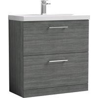 Balterley Bathroom 2 Soft Close Drawer Floor Vanity Unit, Anthracite, 800mm in Grey