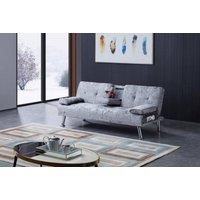 Comfy Living Ltd Crushed Velvet Italian Style Luxury Sofa Bed with Drink Cup Holder in Grey