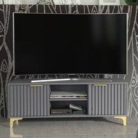 Mex Furniture LTD TV Unit Tide Crest 120cm - Dark Grey & Gold