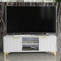 Mex Furniture LTD TV Unit Tide Crest 120cm - White & Gold