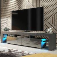 Mex Furniture LTD TV Unit Nova 200cm - Dark Grey with Gloss Doors & LED Lights