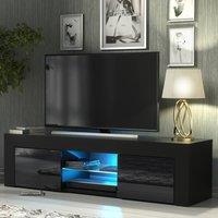 Mex Furniture LTD TV Unit Loom 130cm - Black with Gloss Doors & LED Lights