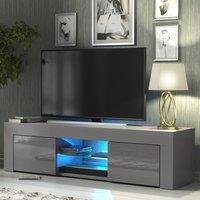 Mex Furniture LTD TV Unit Loom 130cm - Dark Grey with Gloss Doors & LED Lights