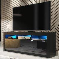 Mex Furniture LTD TV Unit Shine 160cm - Black with Gloss Doors & LED Lights
