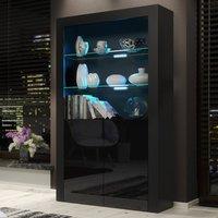 Mex Furniture LTD Display Cabinet Spectrum 170cm - Black with Gloss Doors & LED Lights