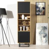 Mex Furniture LTD Display Cabinet Harmony Loft 175cm - Dark Oak & Black in Dark Brown