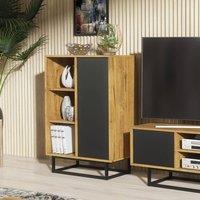 Mex Furniture LTD Sideboard Elysian Loft 100cm - Dark Oak & Black in Dark Brown