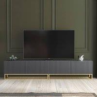 Mex Furniture LTD TV Unit Ripple Duo 200cm - Dark Grey with Fluted Doors