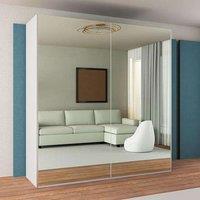 Sliding Wardrobes 4U Modern Sliding Wardrobe with LED Light W 200cm x H 217cm x D 62cm in White
