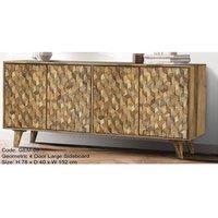 Jaipur Furniture Ltd Geometric 4 Door Large Sideboard - Mango Wood - L40 x W152 x H78 cm in Brown