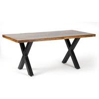 Jaipur Furniture Ltd Induse 'X' Leg Dining Table - Mango Wood/Iron - L90 x W180 x H76 cm in Brown